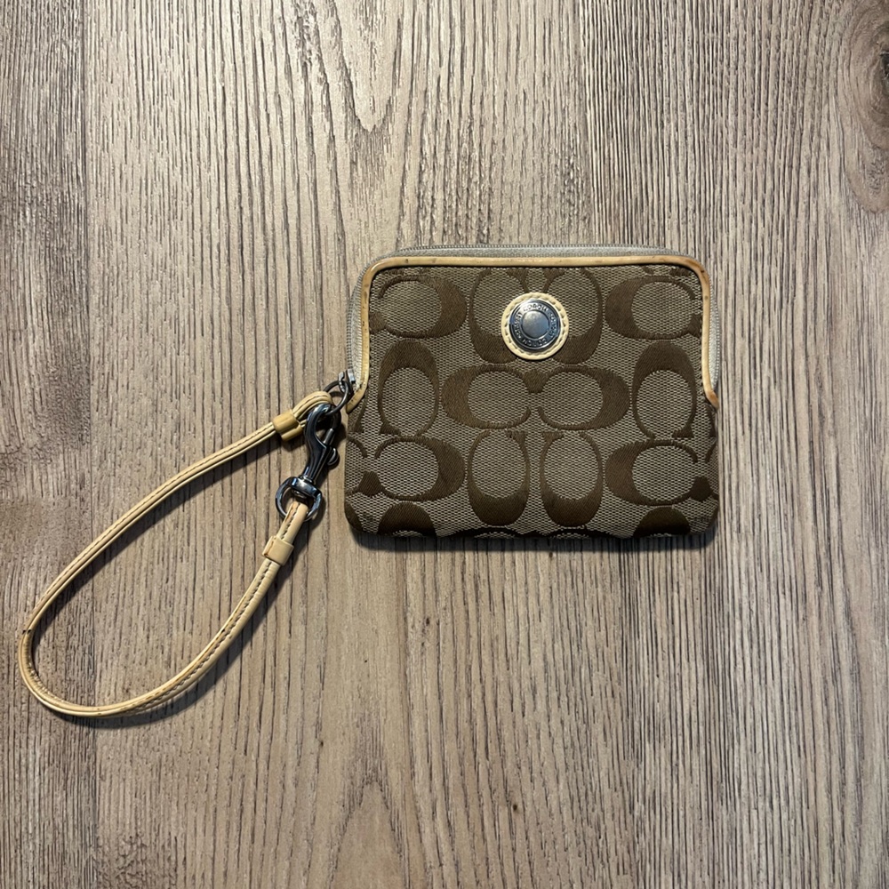 Coach Tan Signature Clutch Wristlet